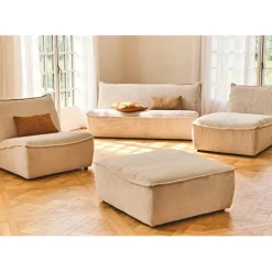 Fabrique de Styles Canapés Modulables*Canapé modulable 4 places avec pouf ivoire - Aubin