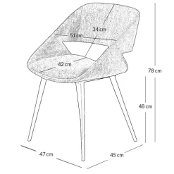 Fabrique de Styles Chaises*Chaise avec accoudoirs en velours côtelé - Alma