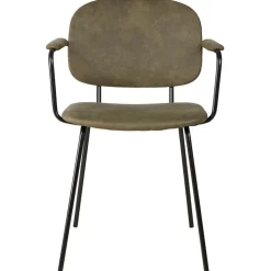 Fabrique de Styles Chaises*Chaise avec accoudoirs en tissu effet daim kaki - Aston