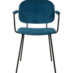 Fabrique de Styles Chaises*Chaise avec accoudoirs en velours côtelé foncé - Aston