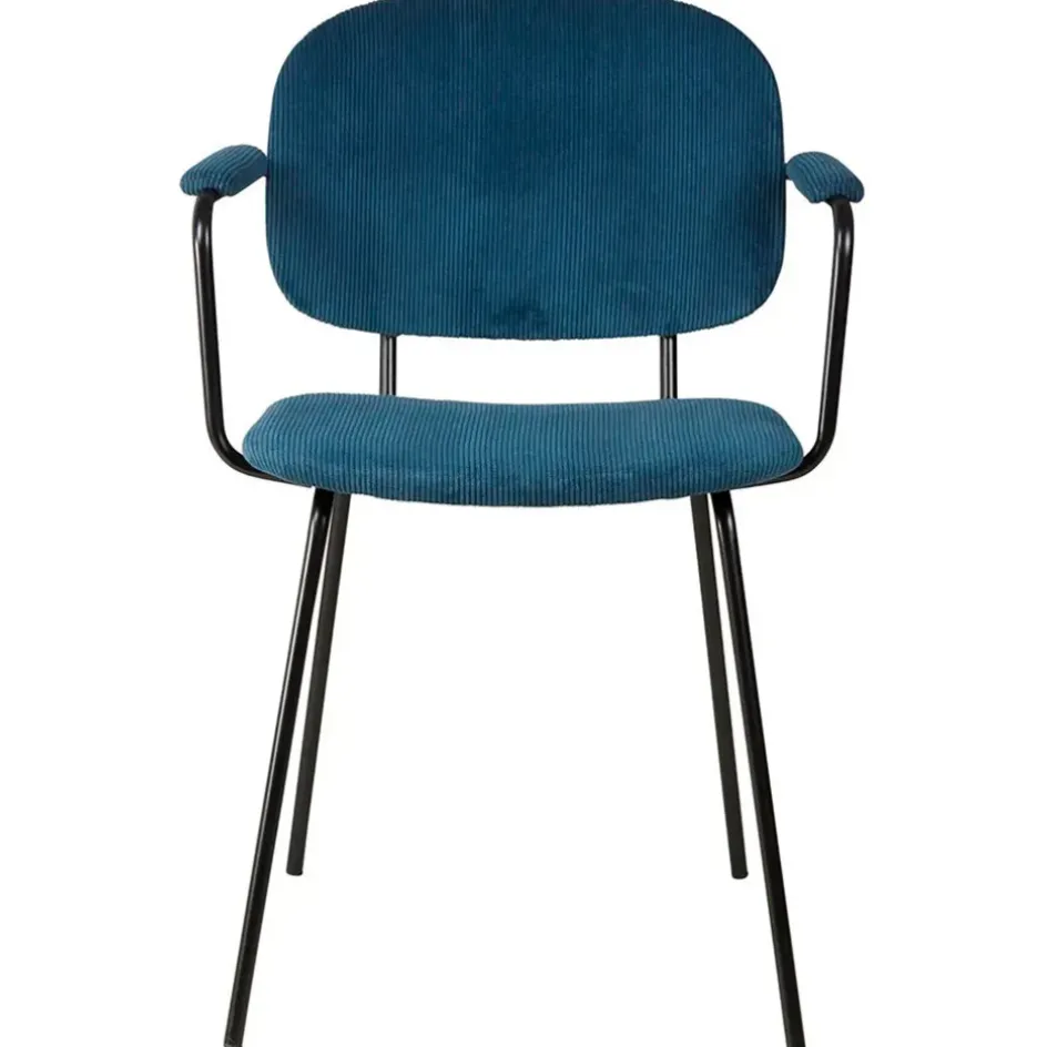 Fabrique de Styles Chaises*Chaise avec accoudoirs en velours côtelé foncé - Aston