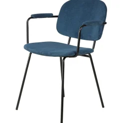 Fabrique de Styles Chaises*Chaise avec accoudoirs en velours côtelé foncé - Aston