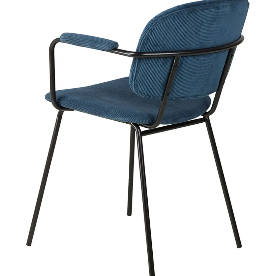 Fabrique de Styles Chaises*Chaise avec accoudoirs en velours côtelé foncé - Aston