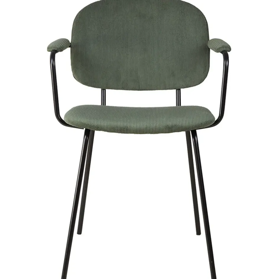 Fabrique de Styles Chaises*Chaise avec accoudoirs en velours côtelé vert sapin - Aston