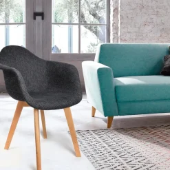 Fabrique de Styles Chaises*Chaise avec accoudoirs en tissu grosse maille - Scarlett