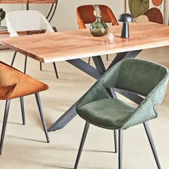 Fabrique de Styles Chaises*Chaise avec accoudoirs en velours côtelé - Alma