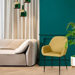 Fabrique de Styles Chaises*Chaise avec accoudoirs en velours côtelé - Julia