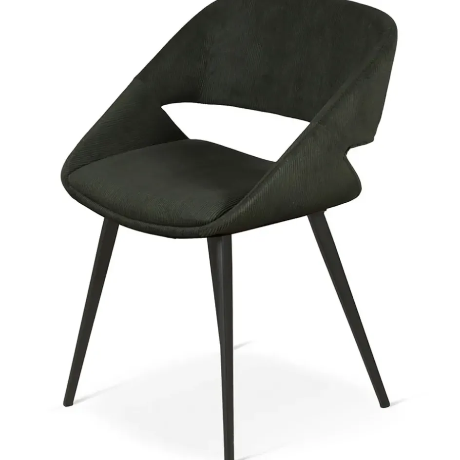 Fabrique de Styles Chaises*Chaise avec accoudoirs en velours côtelé foncé - Alma