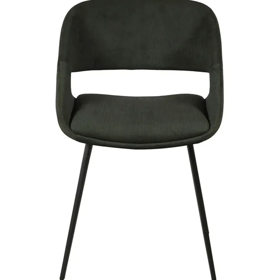 Fabrique de Styles Chaises*Chaise avec accoudoirs en velours côtelé foncé - Alma