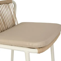 Enfant Fabrique de Styles Chaises, Fauteuils|Jardin*Chaise de bar d'extérieur avec coussin en tissu beige et blanc h97cm - Ajay