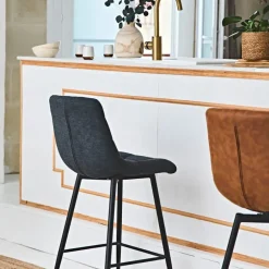 Fabrique de Styles Tabourets Et Chaises De Bar*Chaise de bar en tissu matelassé antracithe - Lilly