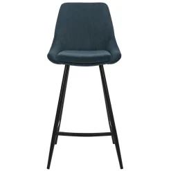 Fabrique de Styles Tabourets Et Chaises De Bar*Chaise de bar en velours côtelé bleu foncé h67cm - Ben