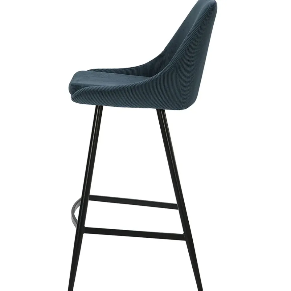 Fabrique de Styles Tabourets Et Chaises De Bar*Chaise de bar en velours côtelé bleu foncé h67cm - Ben