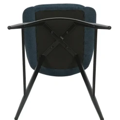 Fabrique de Styles Tabourets Et Chaises De Bar*Chaise de bar en velours côtelé bleu foncé h67cm - Ben