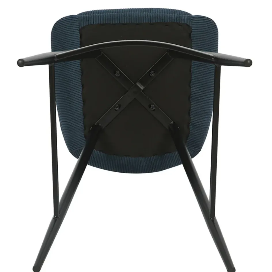 Fabrique de Styles Tabourets Et Chaises De Bar*Chaise de bar en velours côtelé bleu foncé h67cm - Ben