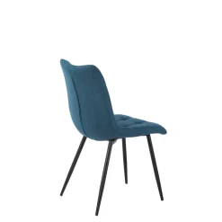 Fabrique de Styles Chaises*Chaise de salle à manger en tissu matelassé bleu pétrole - Lilly