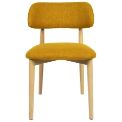 Fabrique de Styles Chaises*Chaise de salle à manger en tissu et hévéa - Elsy