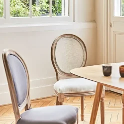 Fabrique de Styles Chaises*Chaise medaillon en bois d'hévea et cannage