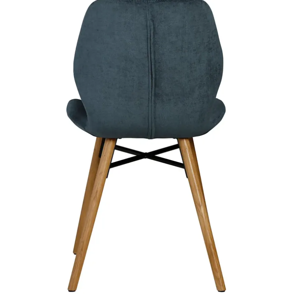 Fabrique de Styles Chaises*Chaise salle à manger en tissu soft touch bleu foncé - Keri