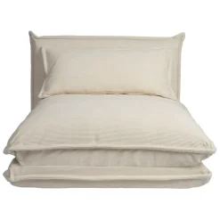 Fabrique de Styles Fauteuils*Chauffeuse en tissu côtelé écru - Tessia