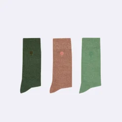 Fabrique de Styles Accessoires Mode*Chaussettes vegan x3 rose chiné, vert clair et foncé 39/42