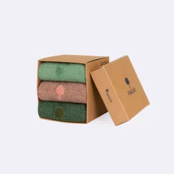 Fabrique de Styles Accessoires Mode*Chaussettes vegan x3 rose chiné, vert clair et foncé 39/42