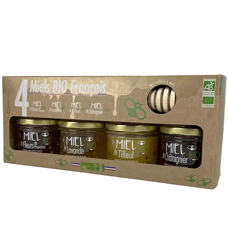 Fabrique de Styles Chocolats Et Confiseries*Coffret 4 miels d'origine bio et français