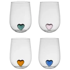 Fabrique de Styles Verres À Eau Et Gobelets*Coffret de 4 gobelets cœur en verre 60cl - Colorea