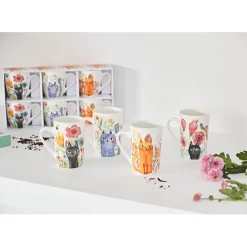 Fabrique de Styles Tasses Et Mugs*Coffret de 4 mugs en porcelaine chat 35cl - Savannah