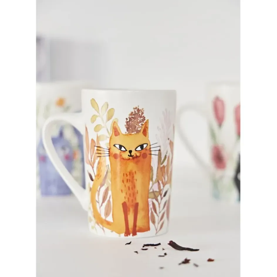 Fabrique de Styles Tasses Et Mugs*Coffret de 4 mugs en porcelaine chat 35cl - Savannah