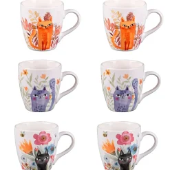 Fabrique de Styles Tasses Et Mugs*Coffret de 6 tasses en porcelaine chat 23cl - Savannah