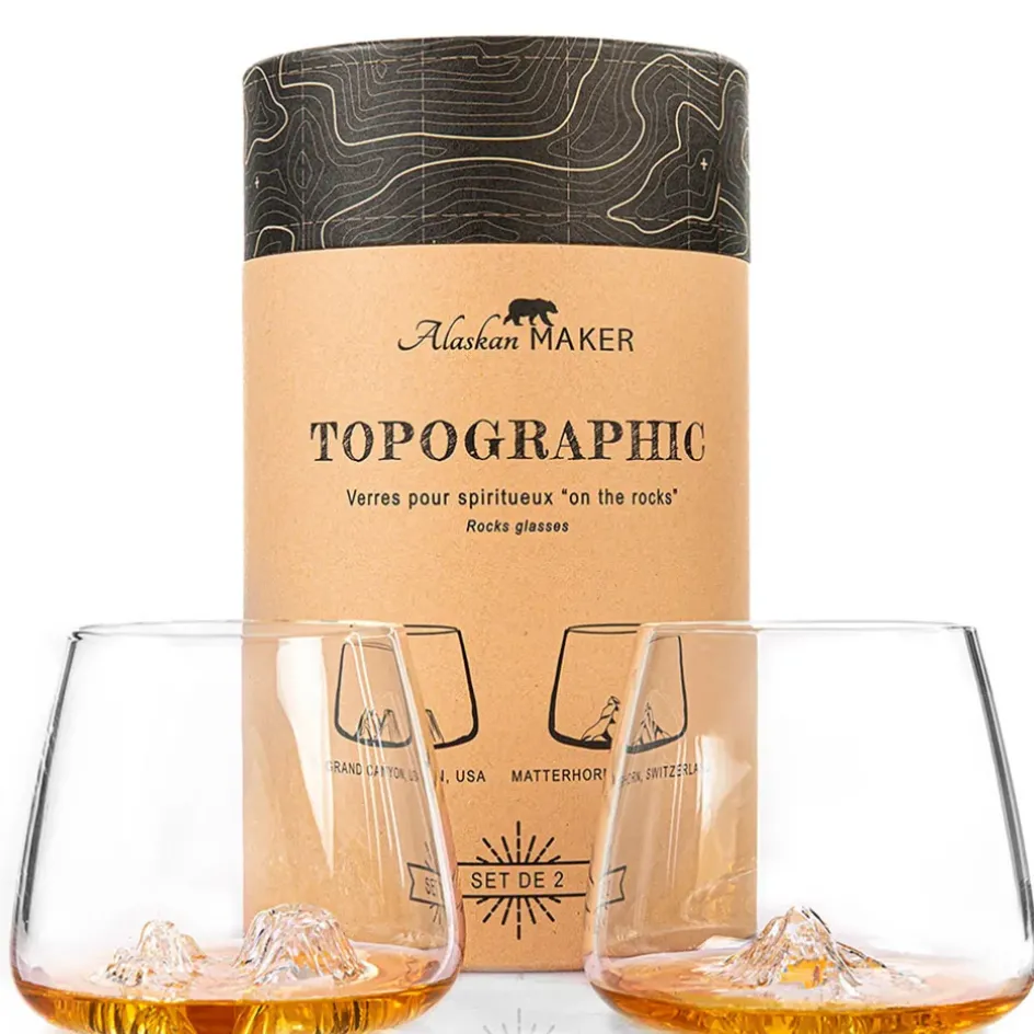 Fabrique de Styles Verres À Alcool*Coffret de 2 verres Grand Canyon et Mont Matterhorn - Topographic