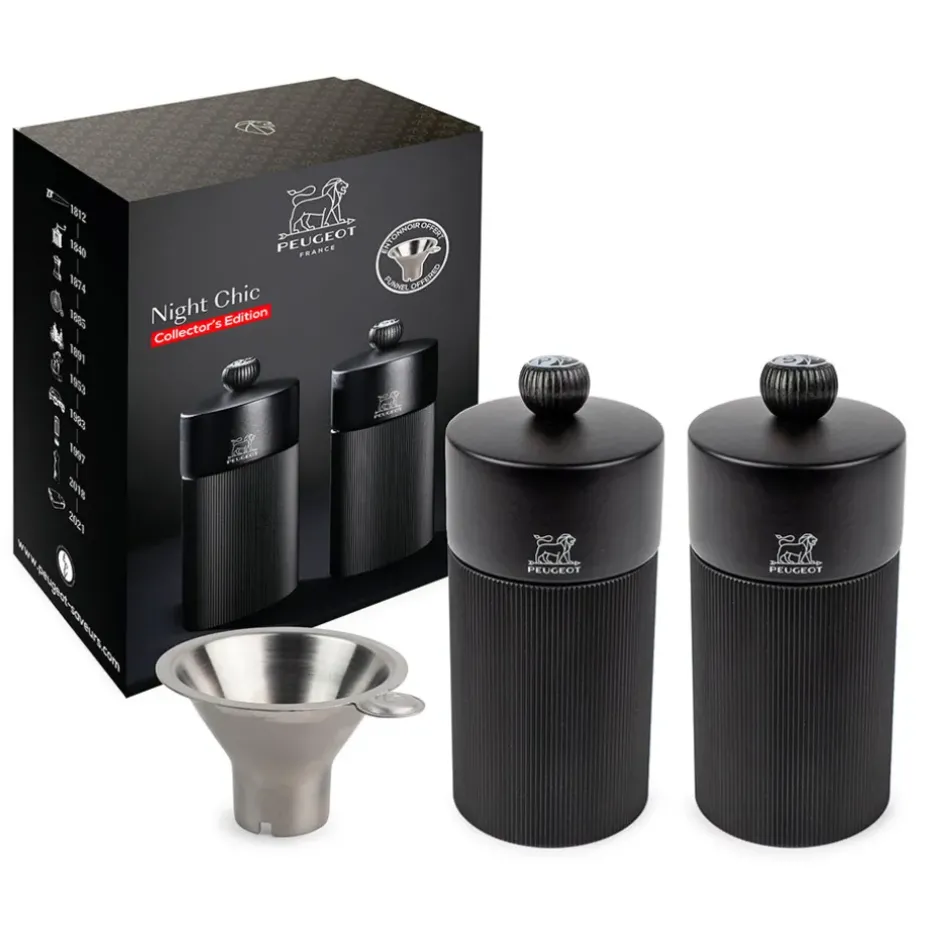 Fabrique de Styles Salières Et Poivrières*Coffret duo moulins line 12cm et entonnoir inox