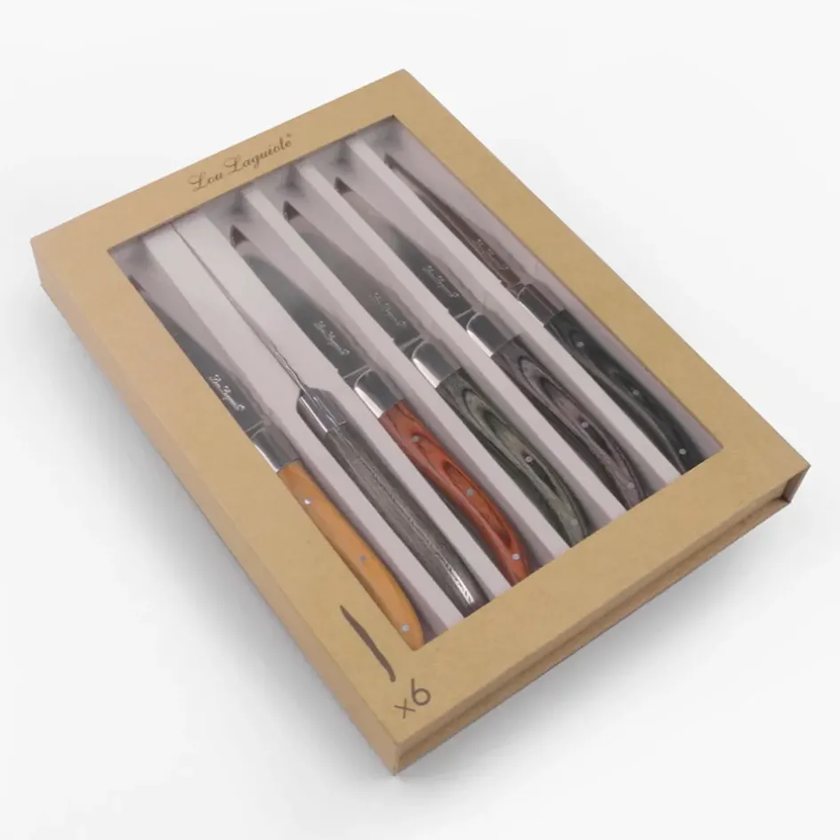Fabrique de Styles Couverts*Coffret kraft 6 couteaux steak coloris mixés - Royal Louis