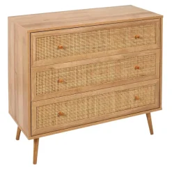 Fabrique de Styles Commodes*Commode en bois et cannage 3 tiroirs H79cm - Baia