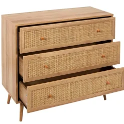 Fabrique de Styles Commodes*Commode en bois et cannage 3 tiroirs H79cm - Baia