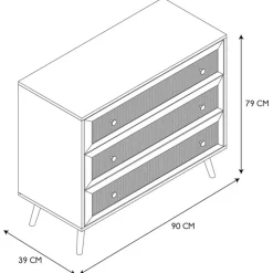Fabrique de Styles Commodes*Commode en bois et cannage 3 tiroirs H79cm - Baia