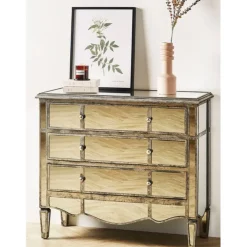 Fabrique de Styles Commodes*Commode en bois miroir patine 3 tiroirs H87cm