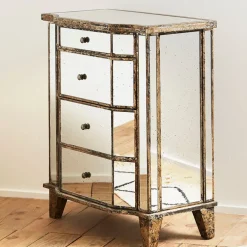 Fabrique de Styles Commodes*Commode en bois miroir patine 4 tiroirs H88cm