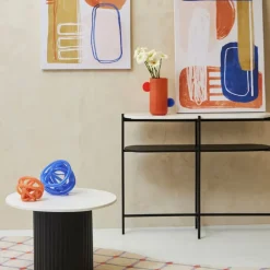 Fabrique de Styles Consoles*Console avec étagère en marbre et fer blanc et noir 100x30xh80cm - Eskela