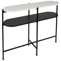 Fabrique de Styles Consoles*Console avec étagère en marbre et fer blanc et noir 100x30xh80cm - Eskela