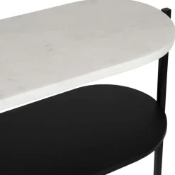 Fabrique de Styles Consoles*Console avec étagère en marbre et fer blanc et noir 100x30xh80cm - Eskela