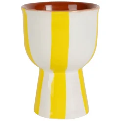 Fabrique de Styles Accessoires De Table*Coquetier en grès rayé jaune et blanc d4.5cm - Alaria