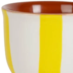 Fabrique de Styles Accessoires De Table*Coquetier en grès rayé jaune et blanc d4.5cm - Alaria