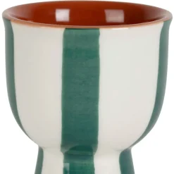 Fabrique de Styles Accessoires De Table*Coquetier en grès rayé émeraude et blanc d4.5cm - Alaria