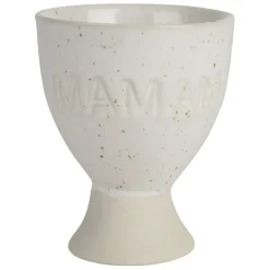 Fabrique de Styles Accessoires De Table*Coquetier maman en grès écru moucheté