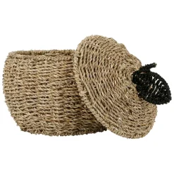 Fabrique de Styles Paniers Et Corbeilles*Corbeilles pomme avec couvercle x2 en jonc de mer+fer - Sweet Dream