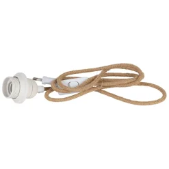 Fabrique de Styles Ampoules Et Cordons Électriques*Cordon électrique avec interrupteur en tissu naturel et blanc 1.75m