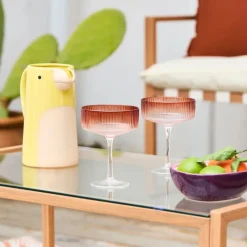 Fabrique de Styles Verres À Alcool*Coupe champagne striée en verre - Funny