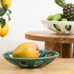 Fabrique de Styles Plats Et Saladiers*Coupe en grès émeraude moucheté d23cm - Organic